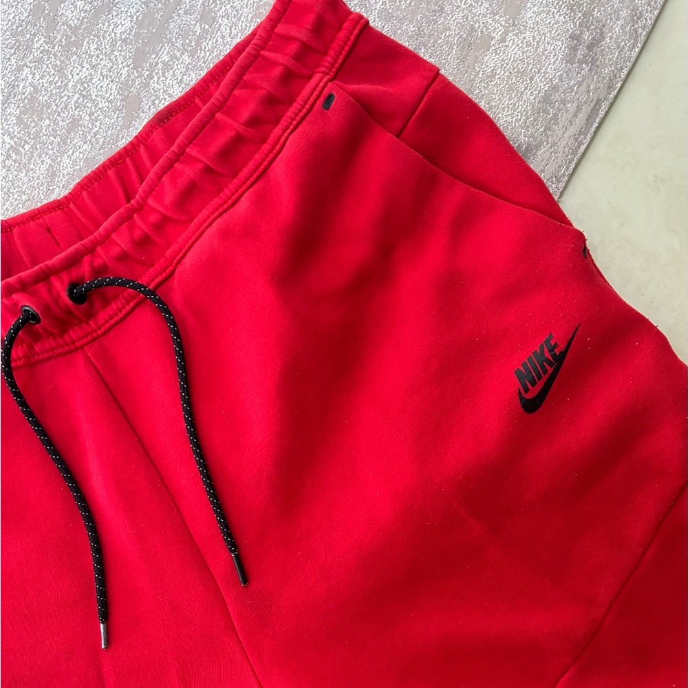 Nike Red Men's Joggers Sweatpants with Black Logo